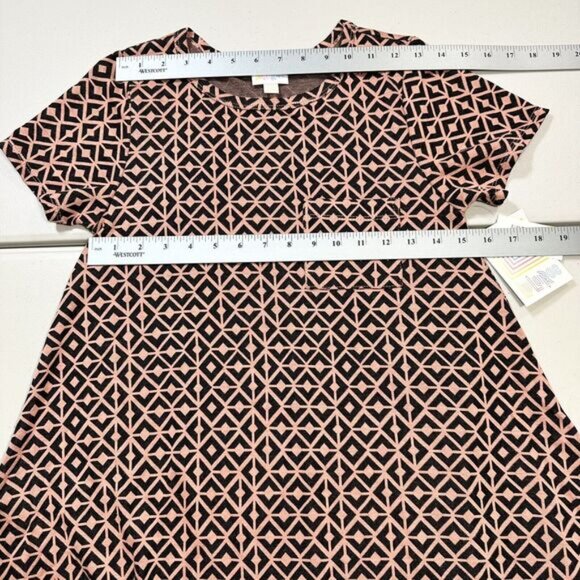 LuLaRoe Womens XXS Carly Dress SS Mermaid Swing High Low Hem Geometric Print - Picture 7 of 8